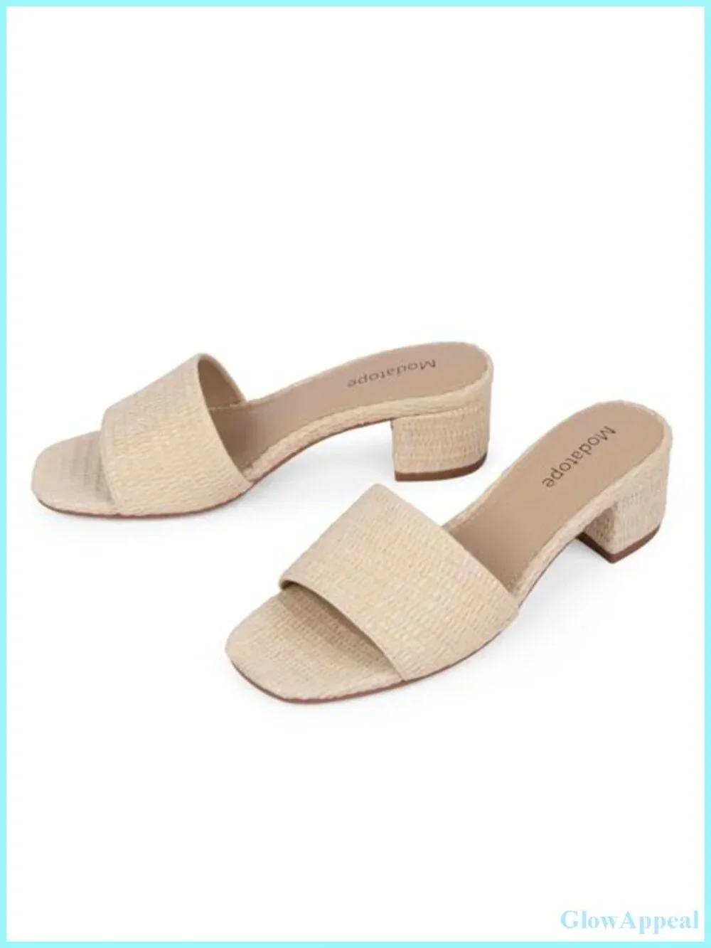 Braided Sandals Women Chunky Heel Square Toe Mules Slip On